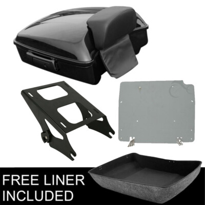 Chopped Trunk Pad Mount Rack & Plate Fit For Harley Touring Road Glide 2014-2025