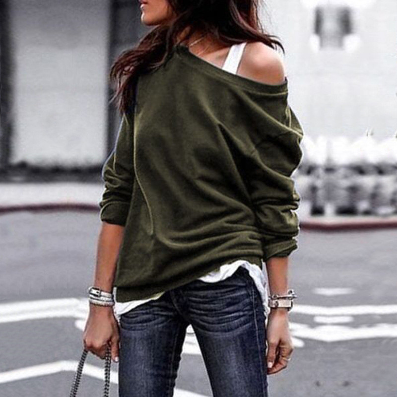 Womens Off Shoulder Jumper Pullover 