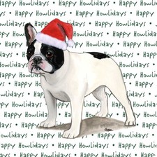Francese Bulldog Sottobicchieri Natale a Tema Nero/Bianco