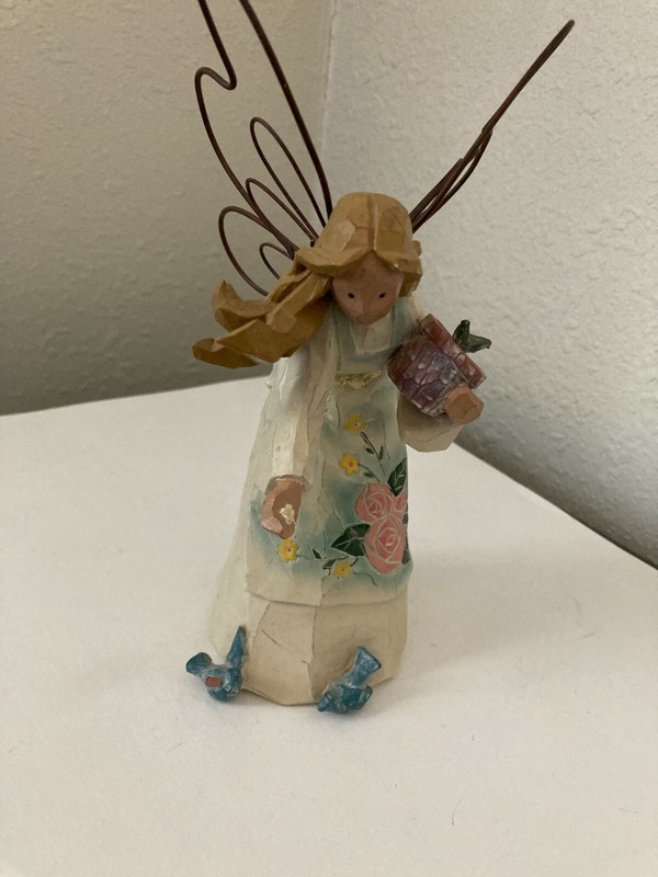 Carved Angel with  Metal Butterfly Wings