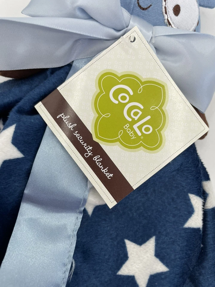 Novo Cobertor de Segurança Cocalo Panda Urso Filhote Lovey Azul Pelúcia Bebê Etiquetas de Cetim - Imagem 4 de 4