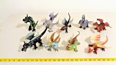 Dragons Lot of 9 Different 6-9-inch Plastic Nice Lot to Display ...
