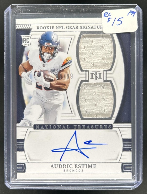 2024 National Treasures Audric Estime Rookie Signature Combos Jersey Auto #/99