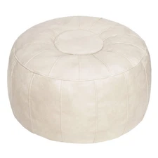 Unstuffed Handmade Moroccan Round Pouf Foot Stool Ottoman Seat Faux Leather
