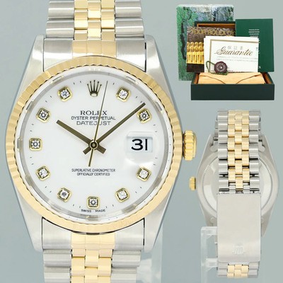 PAPERS MINT Rolex DateJust 16233 Two Tone Yellow Gold Jubilee White Diamond