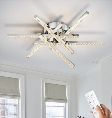 23.6in Modern LED Ceiling Light Fixture, 52W Dimmable, Acrylic w/Remote Control
