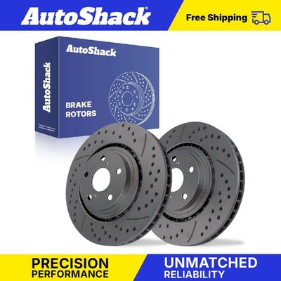 Front Drilled Slotted Brake Rotors Pair for Toyota, Highlander 2008-2019