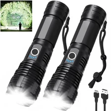 Led Flashlights 90000 Lumen High Lumens Rechargeable 2 Pack, Brightest Flash ...