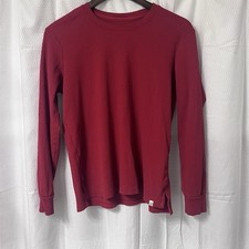 Burt’s Bees Baby Women's Red Thermal Long Sleeve Shirt Organic Cotton Medium EC