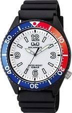 CITIZEN Q Q H064-004 Solar Men's Watch White Dial Black Japan New