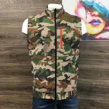SIMMS Mens Rogue Camo Vest Full Zip Pockets Orange Zipper Outdoor Fishing L
