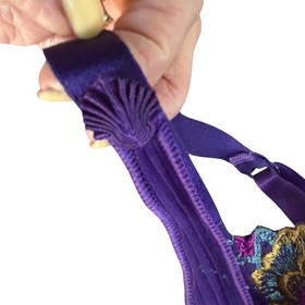 Aubade Paris Bra French Kiss Purple Floral Lace Unlined Underwire Balconette 34E