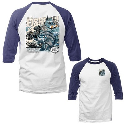 Gone Fishing   Golden Carp Club Outdoor Sport 3/4 Sleeve Raglan