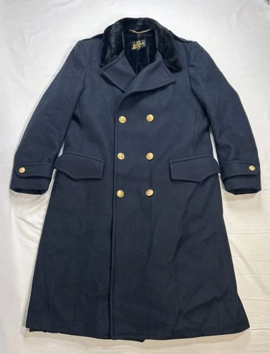 True VTG Zero King 60s Double Breasted Fur Lined Bridge Coat 46 XL Naval Officer image 2