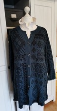 *Deerberg* Jacquard Strickmantel Gr. XXL ca. 48 / 50  blau schwarz wie NEU