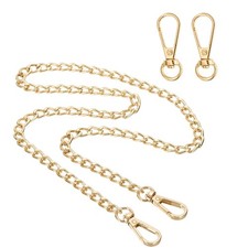 27.6" Flat Purse Chain Strap, Lobster Swivel Trigger Clips Style2, Gold