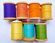 7 VTG WOODEN THREAD SPOOLS BELDING CORTICELLI BEL-WAXED, COATS  CLARK, TALON