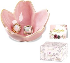 Ceramic Jewelry Dish Ring Holder Jewelry Tray Vanity Organizer Pink Room Decor 