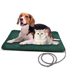 Outdoor Heated Pet Bed with Waterproof Cover,Pet L: 27.6'' x 15.7'' Green