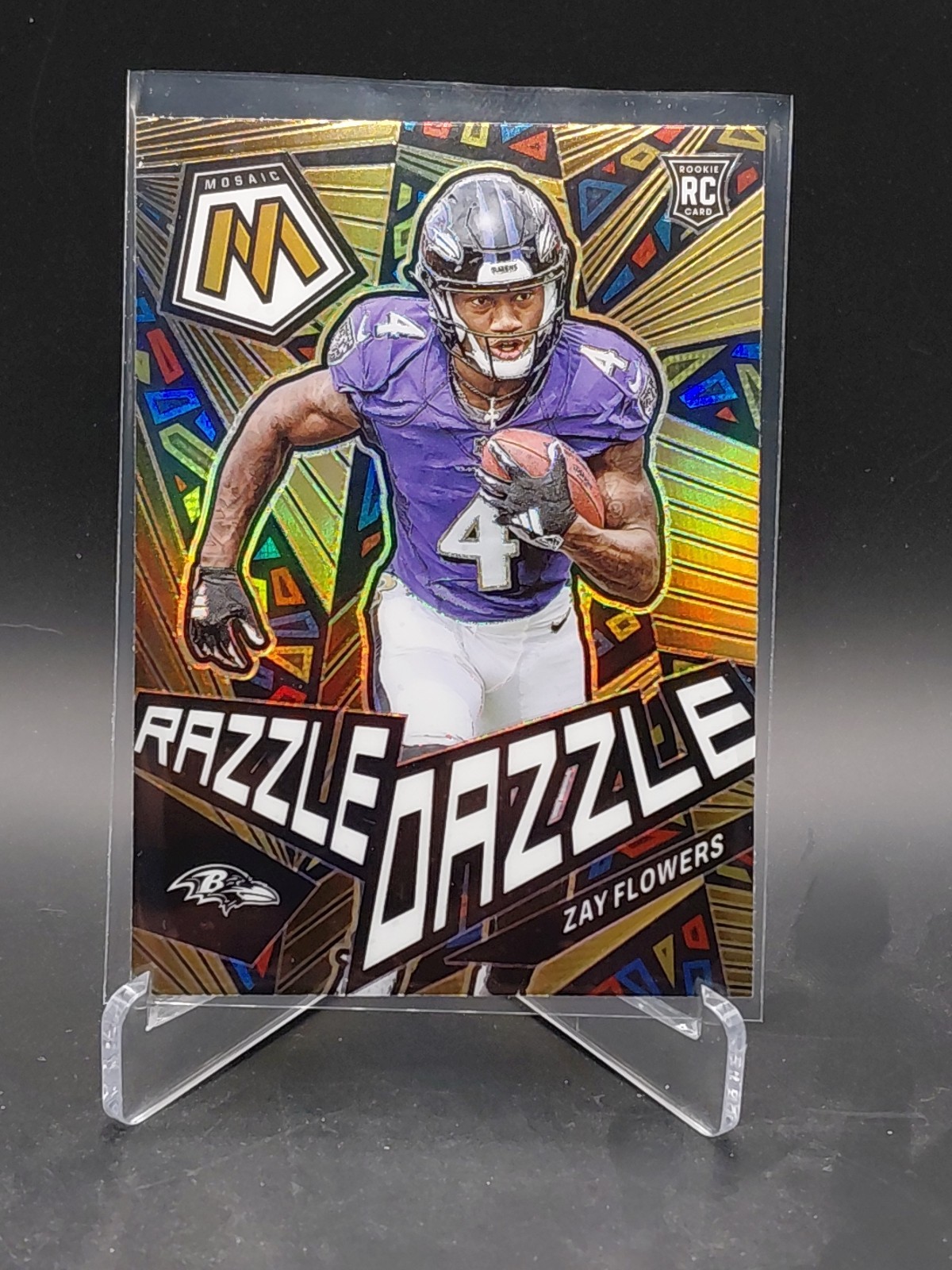 2023 Panini Mosaic Zay Flowers RAZZLE DAZZLE CASE HIT ROOKIE RC #RD-26 RAVENS