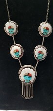 Collier Sterlingsilber - Einlegearbeiten - Zuni - Indianerschmuck -