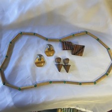Wooden Necklace And Earring Set