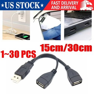 USB 2.0 Un homme pour 2 Double USB Adaptateur de cordon d'alimentation pour femmes Jack Y LOT