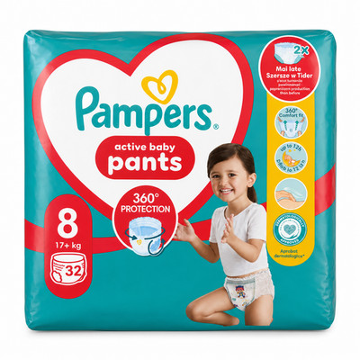 Pampers Active Baby Pants Gr. 8 (17+ kg) 32 St. Stop & Protect Windeln
