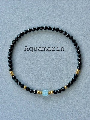Armband aus Schwarzem Turmalin mit Edelstein-Kubus   viele Varianten