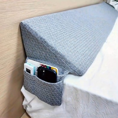 King/Queen Size Bed Wedge Pillow for Headboard Gap Filler Mattress Wedges Gray