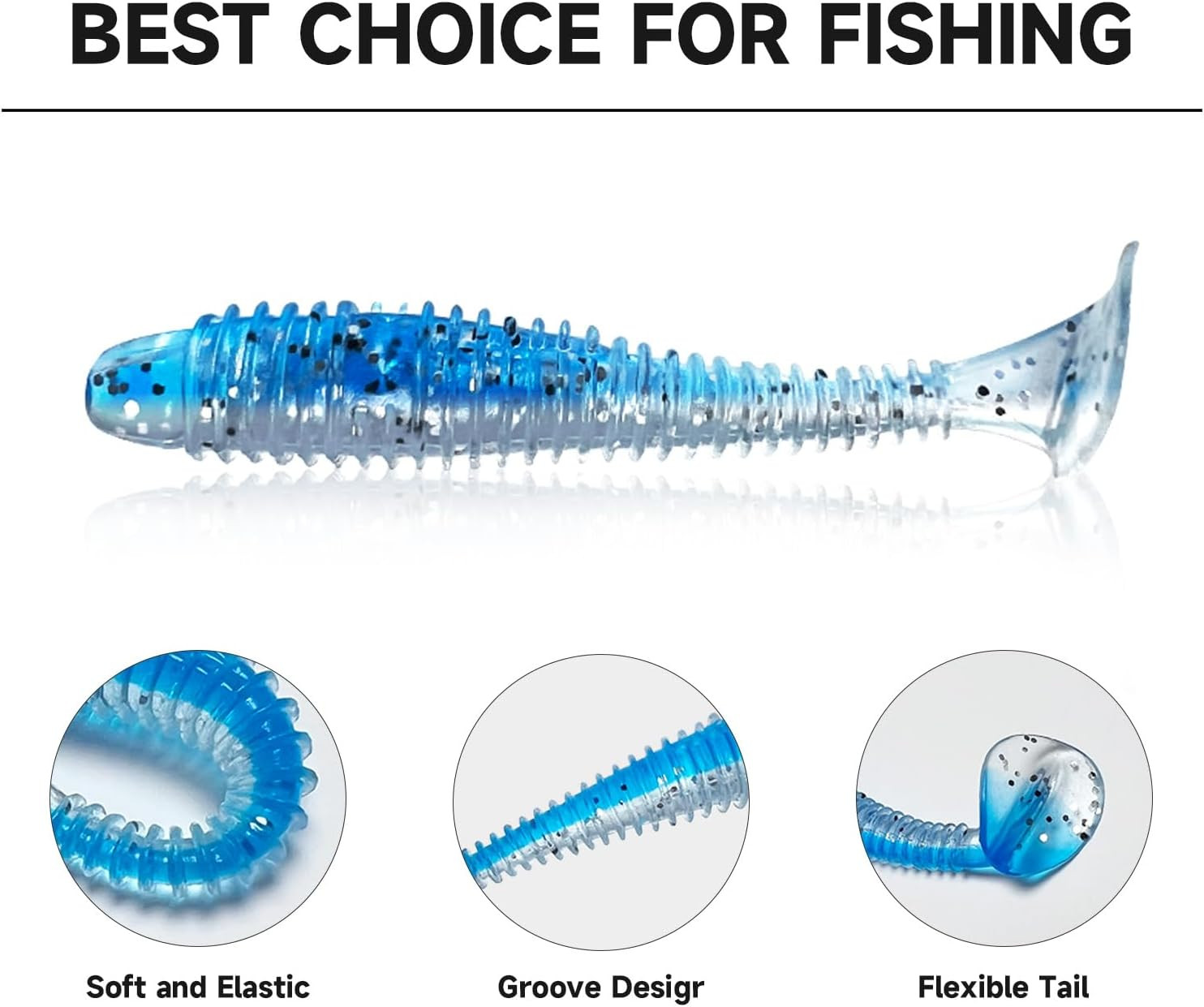 Soft Fishing Lures(96 Pcs), 3" Paddle Tail Swimbaits Soft Plastic Lures, Unique - Image 5