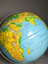 Vtg Nystrom Relief Globe 39-47 World Map 16"/40cm Large Sculptural - Dented