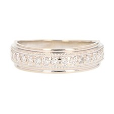 .42ctw Round Diamond Prong-Set Milgrain Wedding Band 10k White Gold Size 10.5