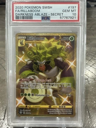 Pokemon Rillaboom (Secret) 197/189 Swsh03: Darkness Ablaze Holo PSA 10