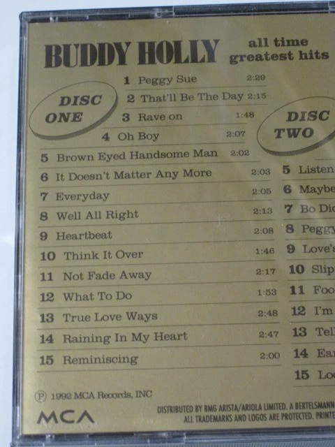 2 CD Buddy Holly:  All Time Greatest Hits  (1992 MCA Records, Australia) - Bild 3 von 4