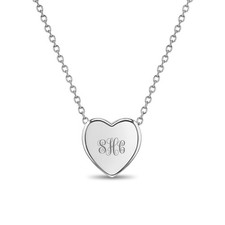 925 Sterling Silver Polished Heart Necklace For Young Girls and Pre-Teens 16"