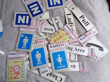 25 stick on signs various types all in original package etc