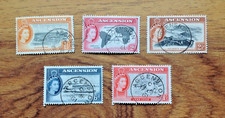 Ascension 1956 Collection of 5 QE2 Used Stamps to 1/ . Free UK Postage