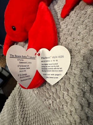 その他 Ty Ty Original Beanie Babies PINCHERS 93 RARE Retired 1st gen w/Tag