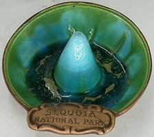 Vintage Treasure Craft Sequoia National Park Aqua Jewelry Dish Made in the USA