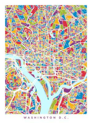 Poster - Washington DC Street Poster by Michael Tompsett,