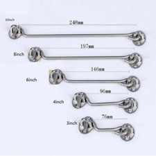 Stainless Steel Cabin Hook and Eye Latch Lock Shed Door Gate Silent Holder Silve