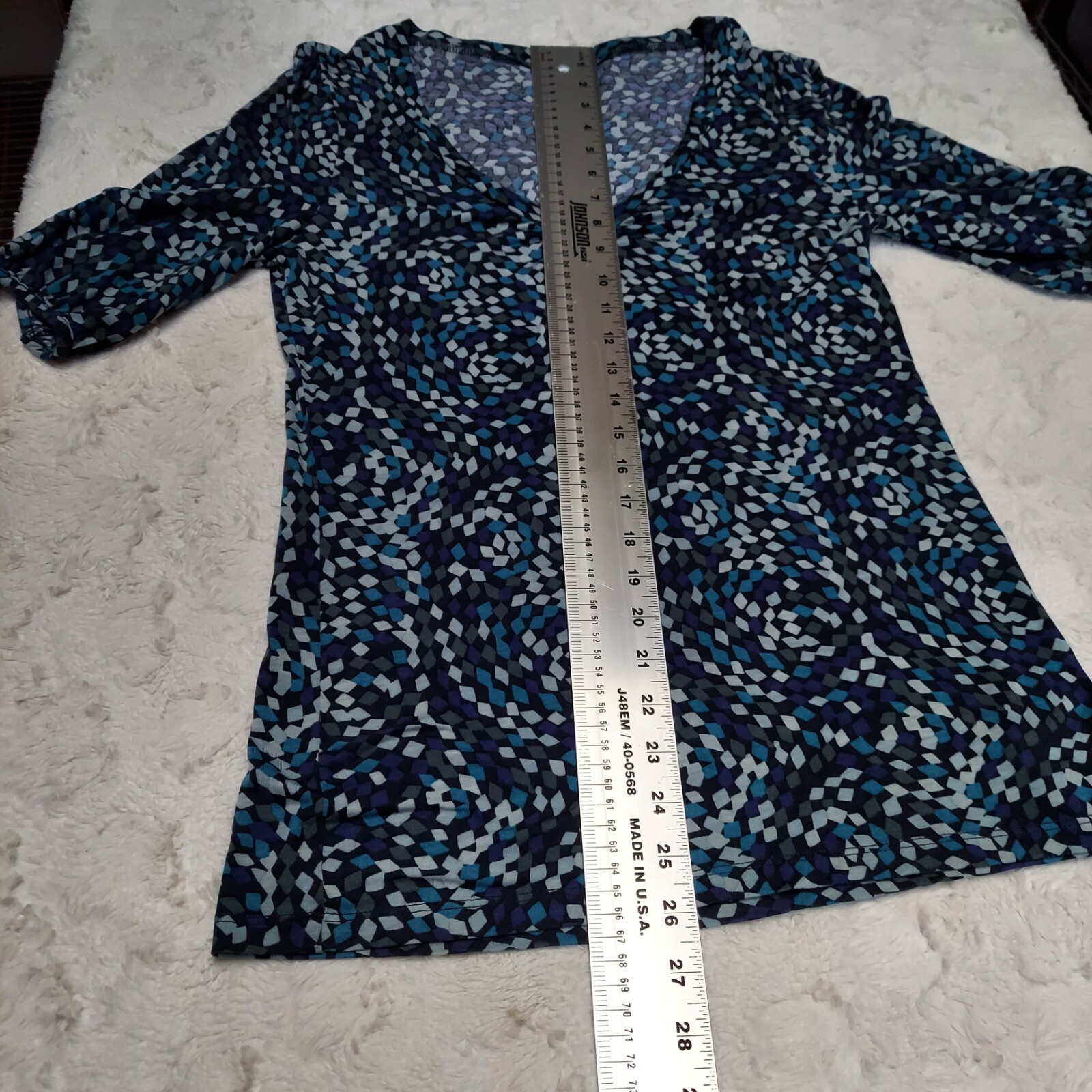 Calvin Klein Womens Small Casual Top V-Neck Blouse Diamond Dash Multicolor image 7