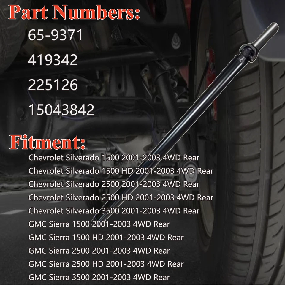Rear Drive Shaft For 2001-2003 Chevy Silverado GMC Sierra 1500 2500 3500 HD 4WD Foto 2 de 4