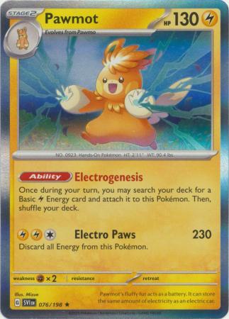 PAWMOT 076/198 SCARLET VIOLET BASE POKEMON (HOLO, NM)