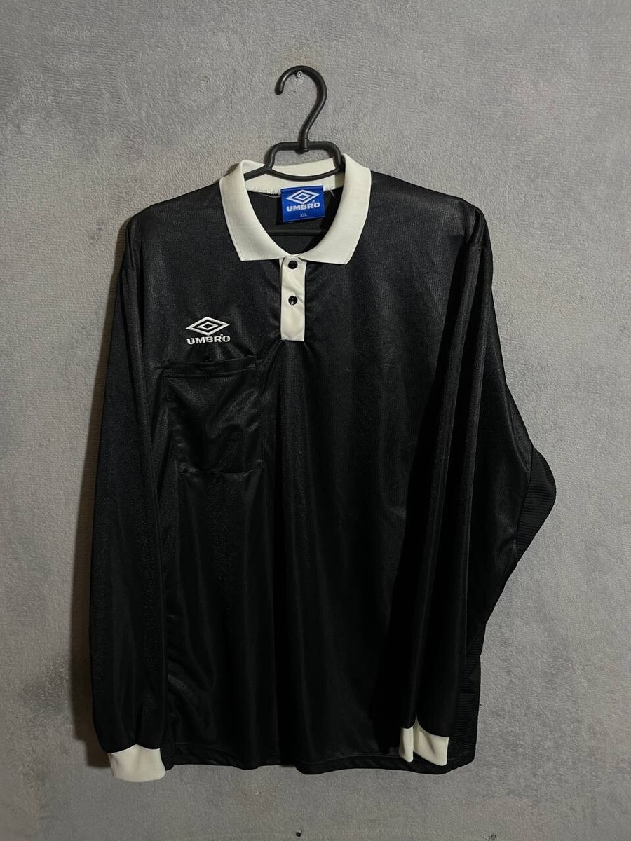 Umbro Vintage Referee Jersey Long Sleeve Black White Polyester