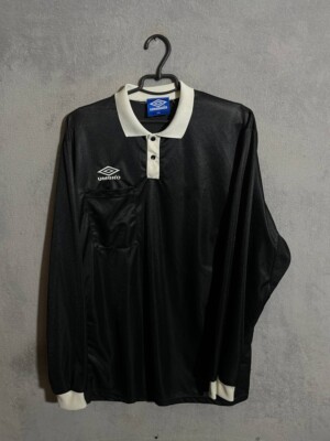BOTT×UMBRO Uniform Long Sleeve Umbro Vintage Referee Jersey Long Sleeve Black White Polyester