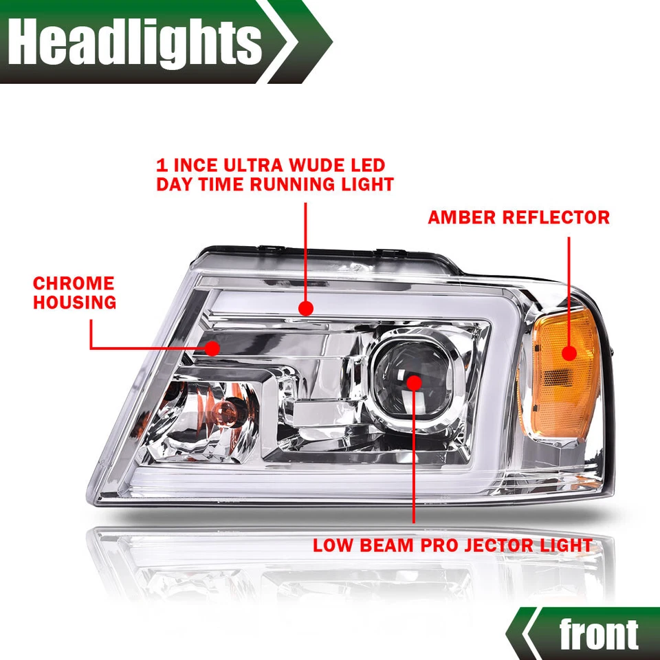 Faros proyectores LED DRL lentes transparentes aptos para Ford F-150/Lincoln Mark LT 04-08 Foto 4 de 4