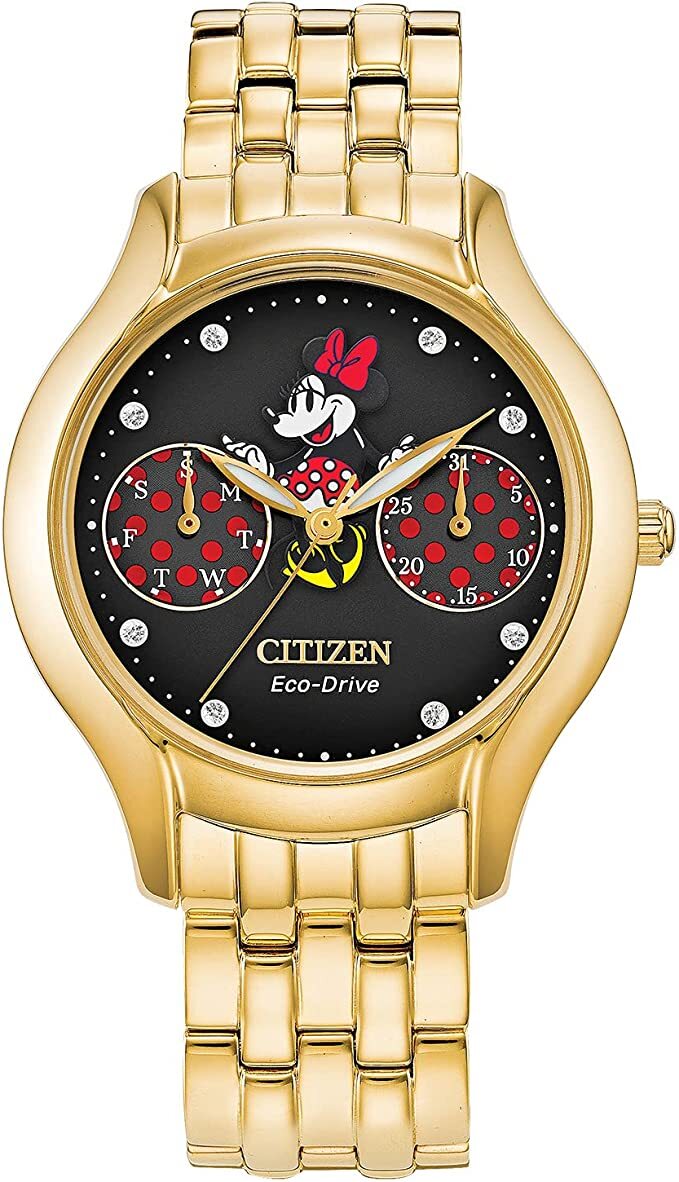 CITIZEN FD4018-55W Positively Minnie Series Gold Tone Eco-Drive