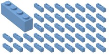   LEGO 50x New Medium Blue Bricks 1 x 4 Dot Bricks Building Blocks Pieces